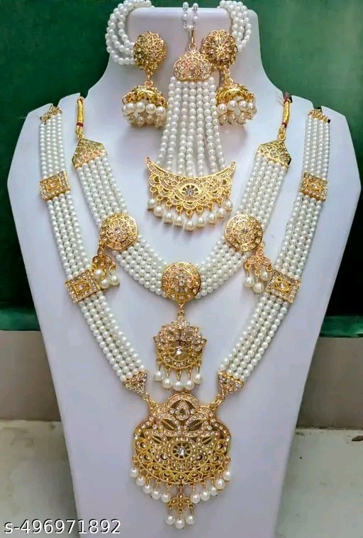 INDIAN BOLLYWOOD BRIDAL CHOKER NECKLACE GOLD PLATED WEDDING PEARL JEWELRY SETS