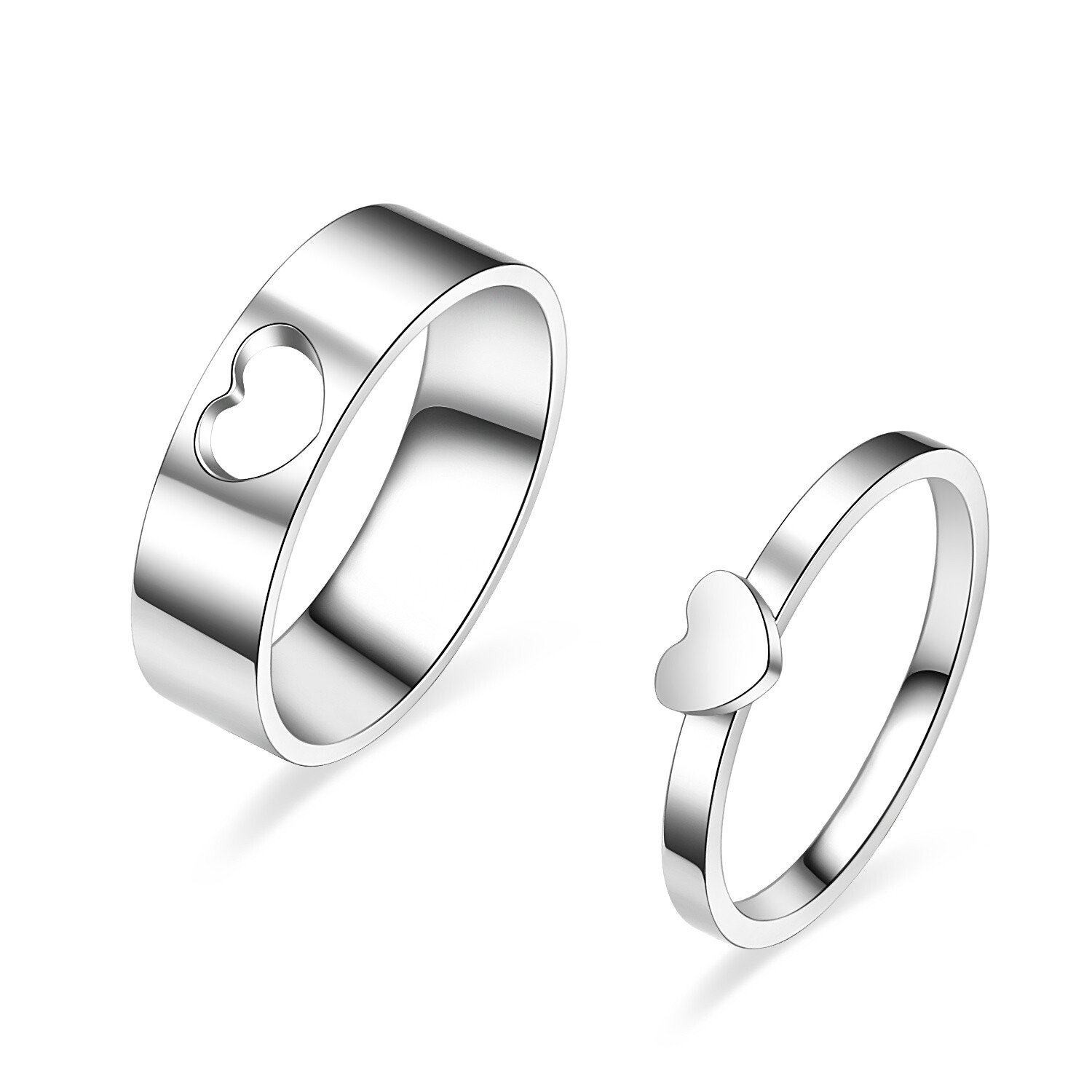 2pcs Couple Matching Heart Promise Rings I Love You Engagement Wedding Band Gift