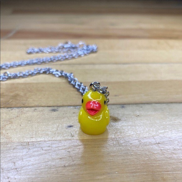 Yellow Rubber Duck Necklace Charm Pendant Jeep Fun Quirky Summer Jewelry 18in