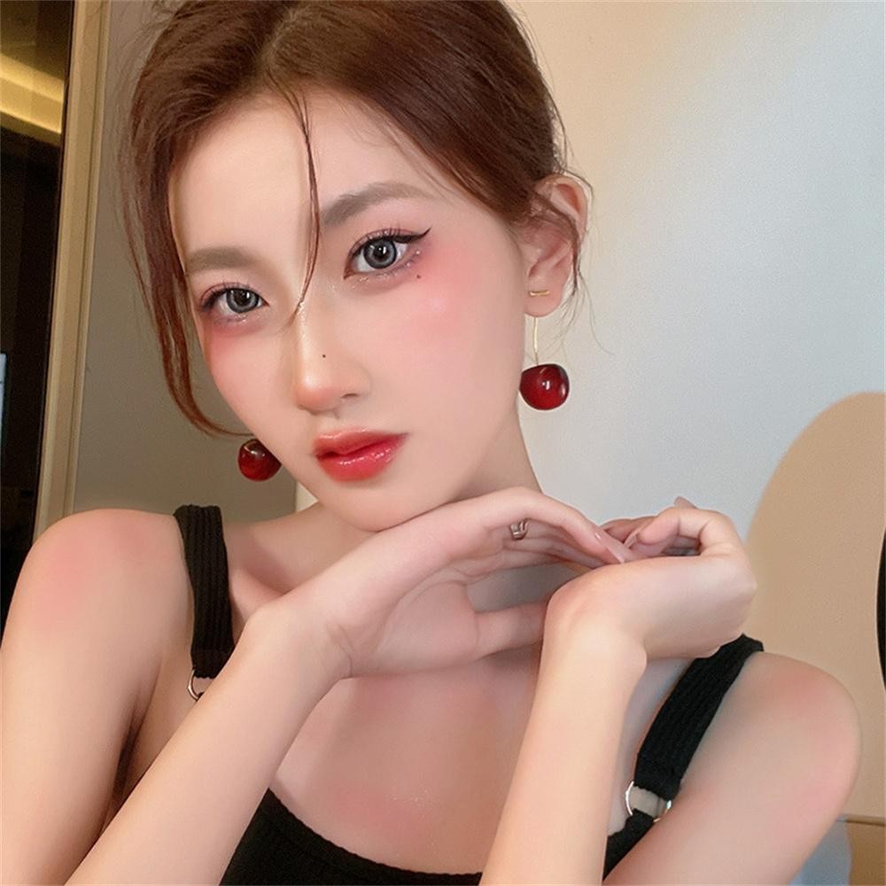 Cute Cherry Acrylic Earrings Kpop Resin Fruit Dangle Jewelry for Women – 1pr