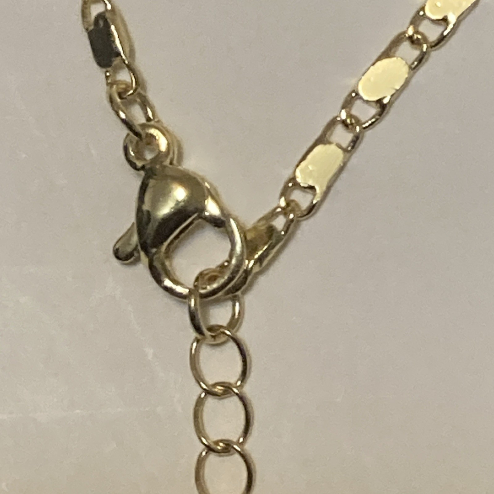 Gold Tone Figaro Chain Necklace, Adjustable Extender, Clear CZ Round Charm