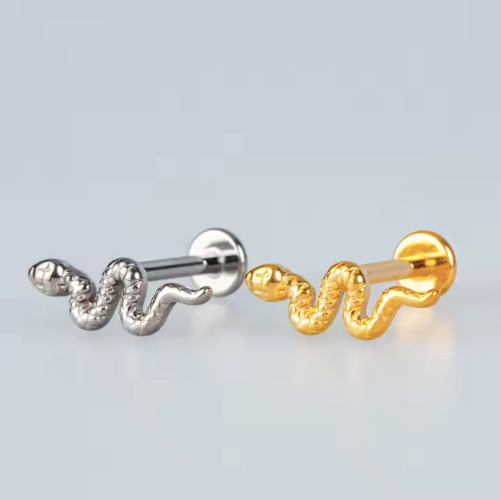 Internal Threaded Flat Gold Silver Cartilage Helix Lobe Tragus Conch 16G Earring