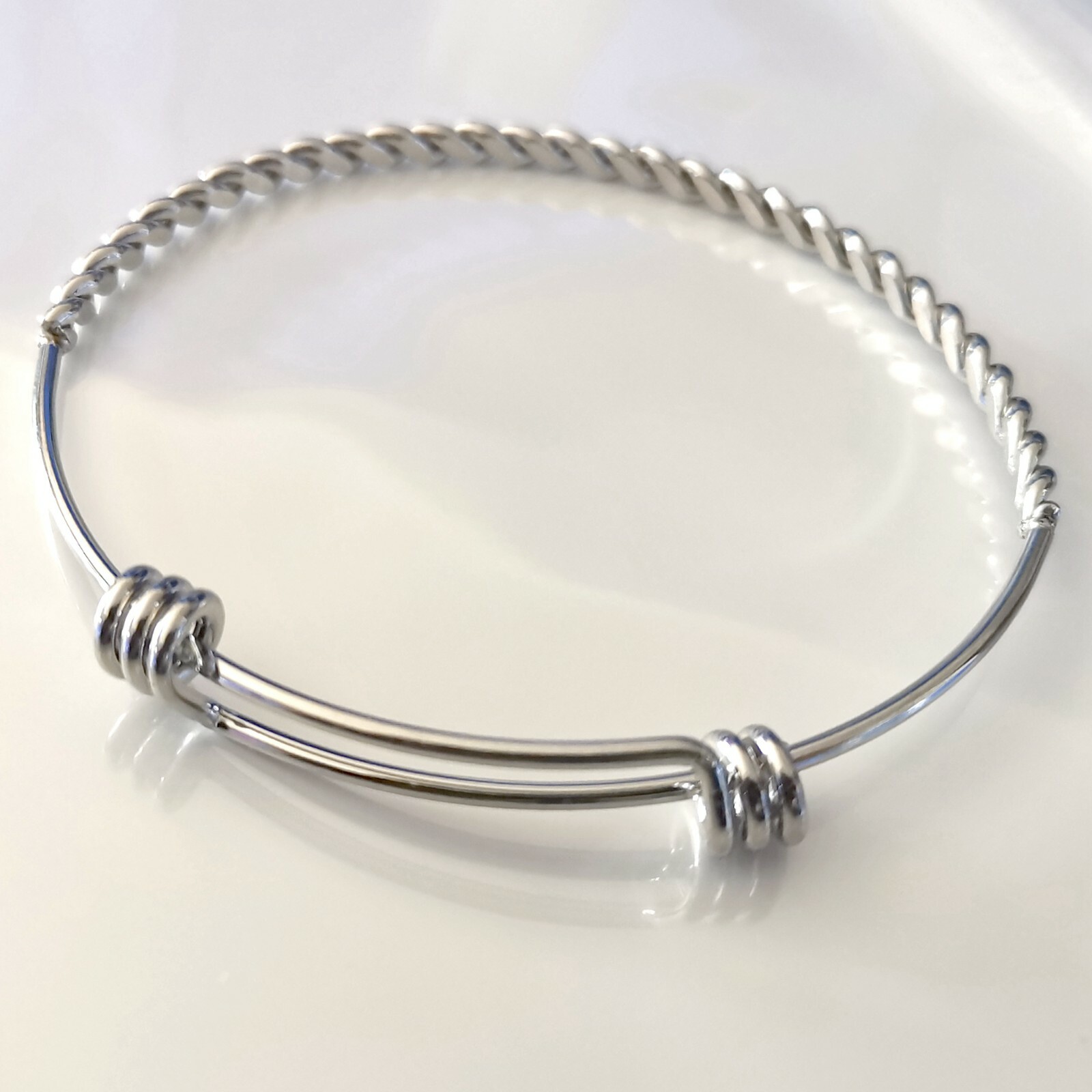 Stainless steel Silver bracelet bangle women jewelry Can add small charms