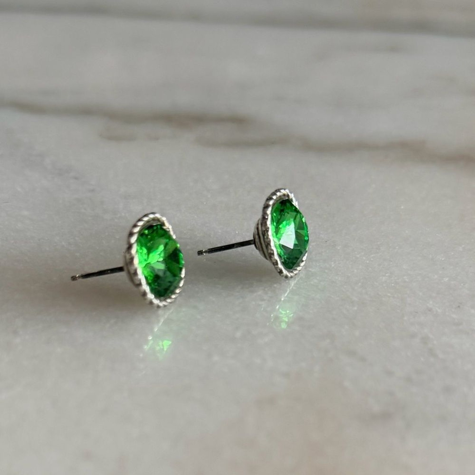 BRIGHTON Sparkleville Post Earring in Vibrant Green & Silver VINTAGE EUC