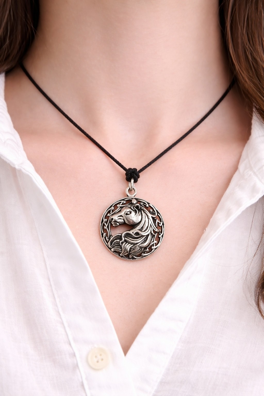 Celtic Horse 92.5 Sterling Silver Gold Brass Charm Necklace Pendant Jewelry