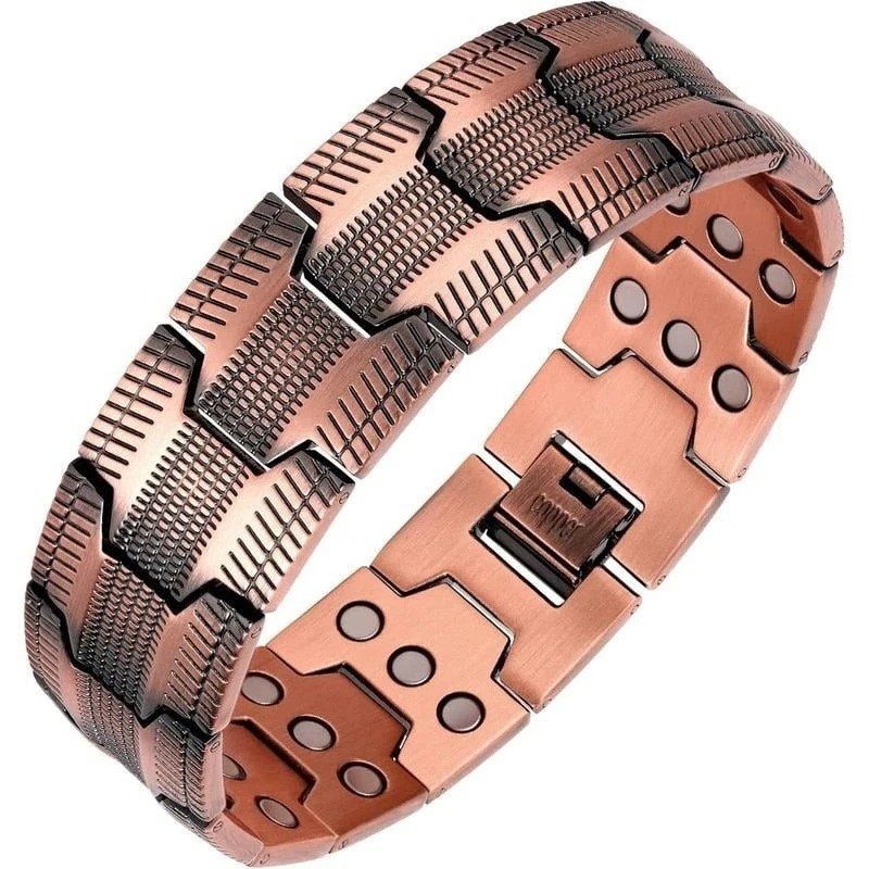 8″ Men Copper Wide 3X Strong Magnetic Bracelet 99.9% Copper Bracelet Gift
