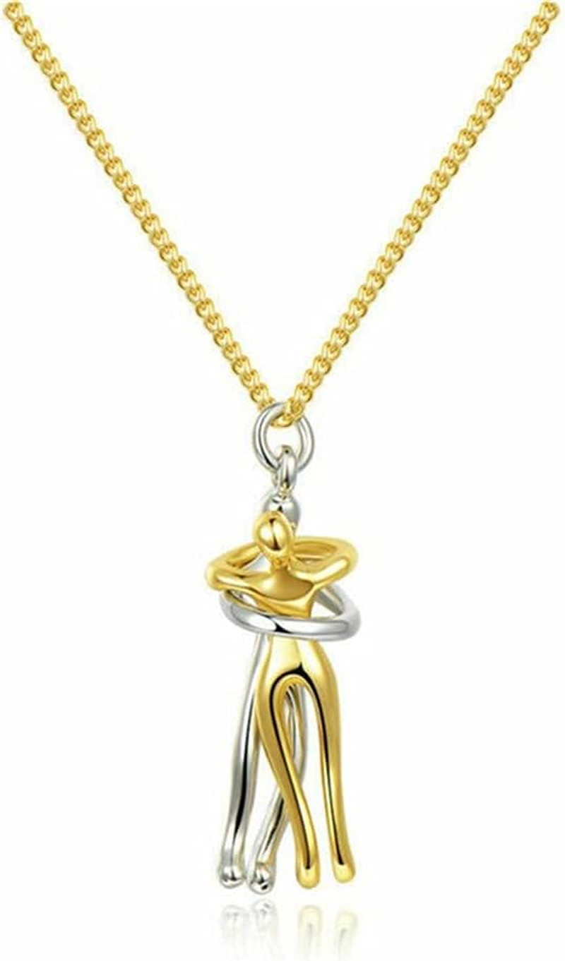 Couple Hug Necklace Pendant Simple Affectionate Snuggle Hugging Necklace