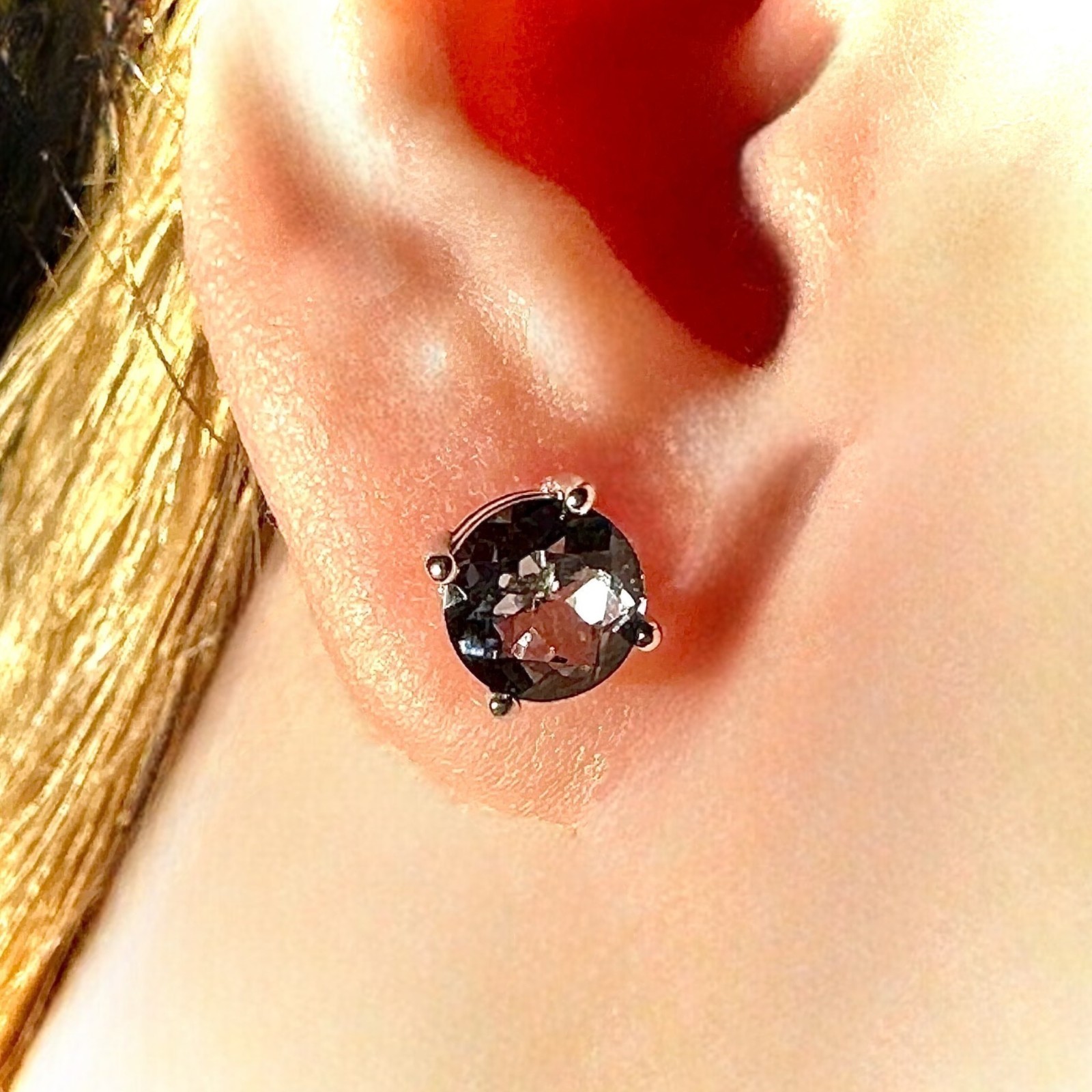 Tanzanite CZ Stud Earrings 6mm 925 Sterling Silver Round Gift For Her