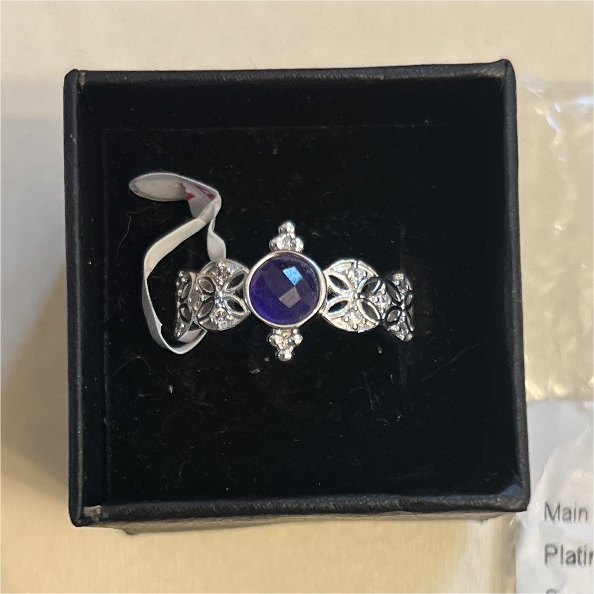 Ring Bomb Party Drop of Zen RBP2763 Rhodium Plated Amethyst Ring Size 11