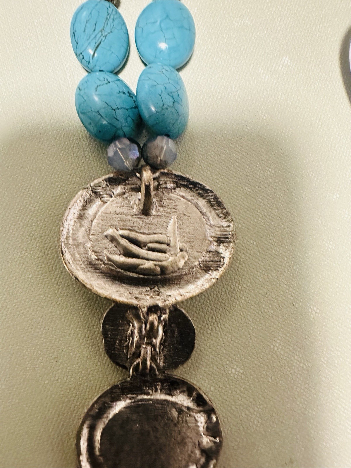 Erica Lyons Women Semi Precious Stone Necklace Long Silver Tone Chain