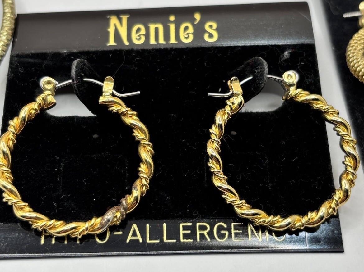 Hoop Earrings Lot Gold Tone Twisted Textured 8 Pair