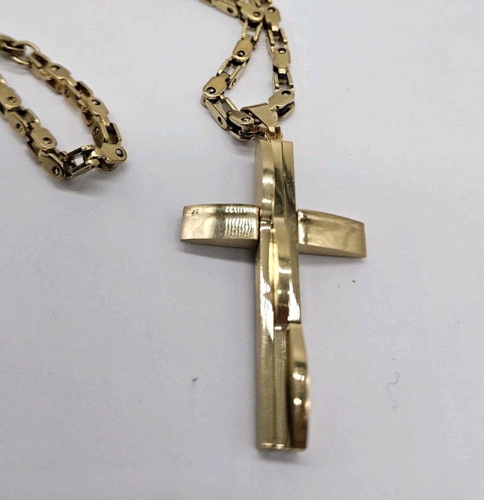 Religious Fashion Jewelry Christian Gold Color Cross Pendant Necklace 103
