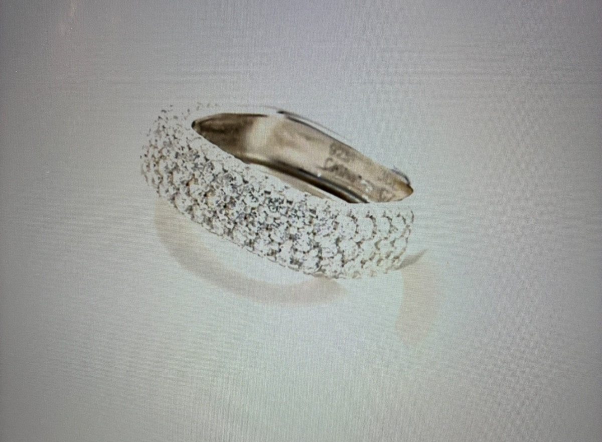 DIAMONIQUE x JENNIFER MILLER Squared Diamond Band Pave Ring ~ Sz 8 Sterling