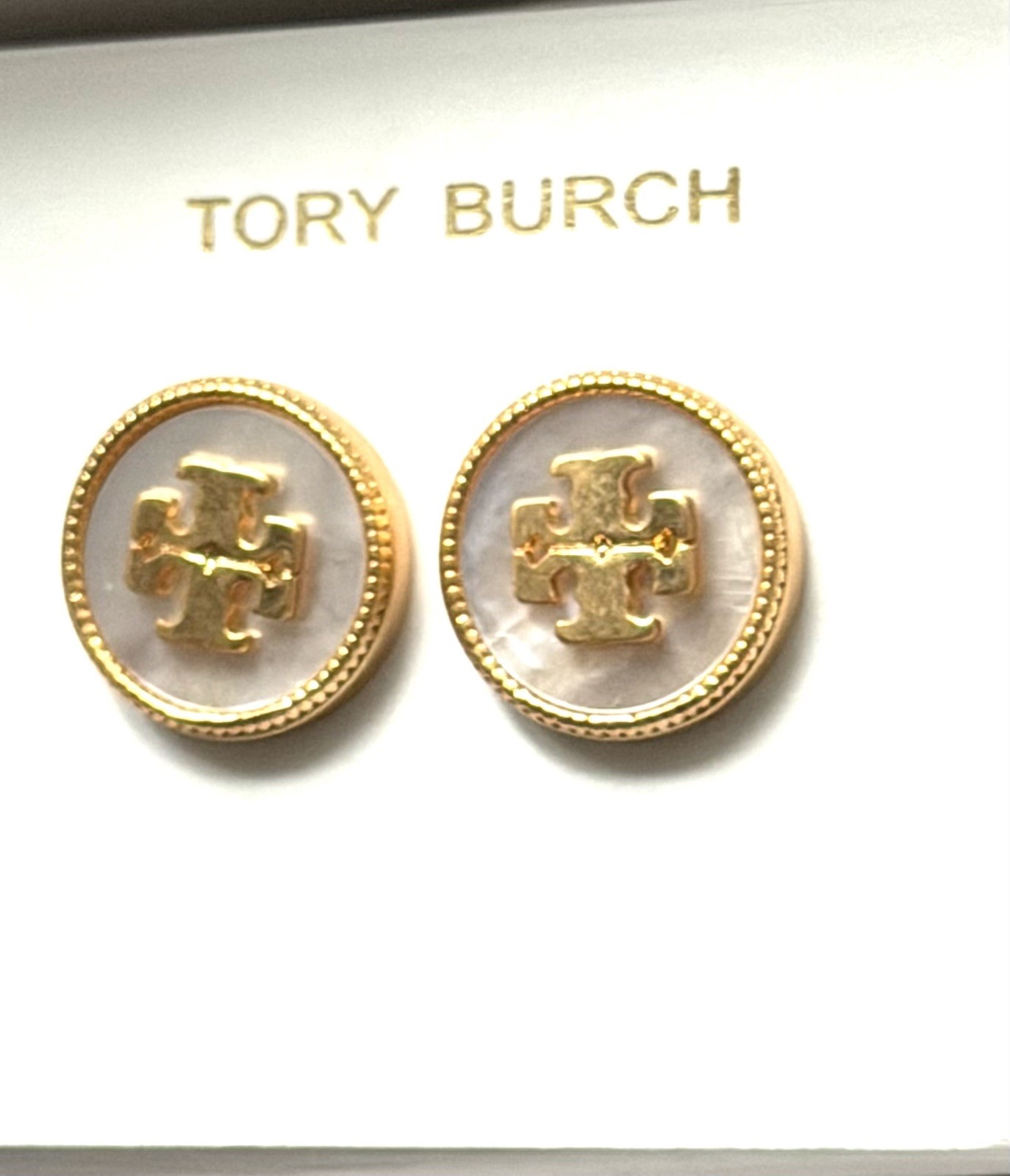 Tory Burch Semi Precious Logo Stud Earrings Style 33456 New large gift sexy