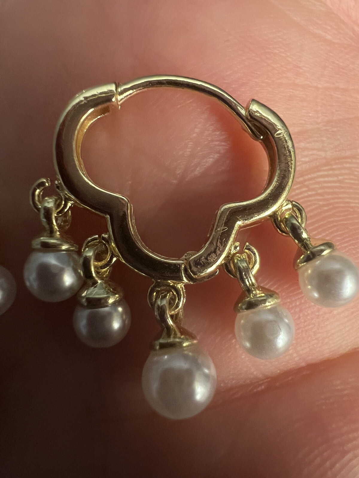 Anthropologie Hoop Earrings Cloud Pearl Tassel Gold Huggie Drop Dainty Boho