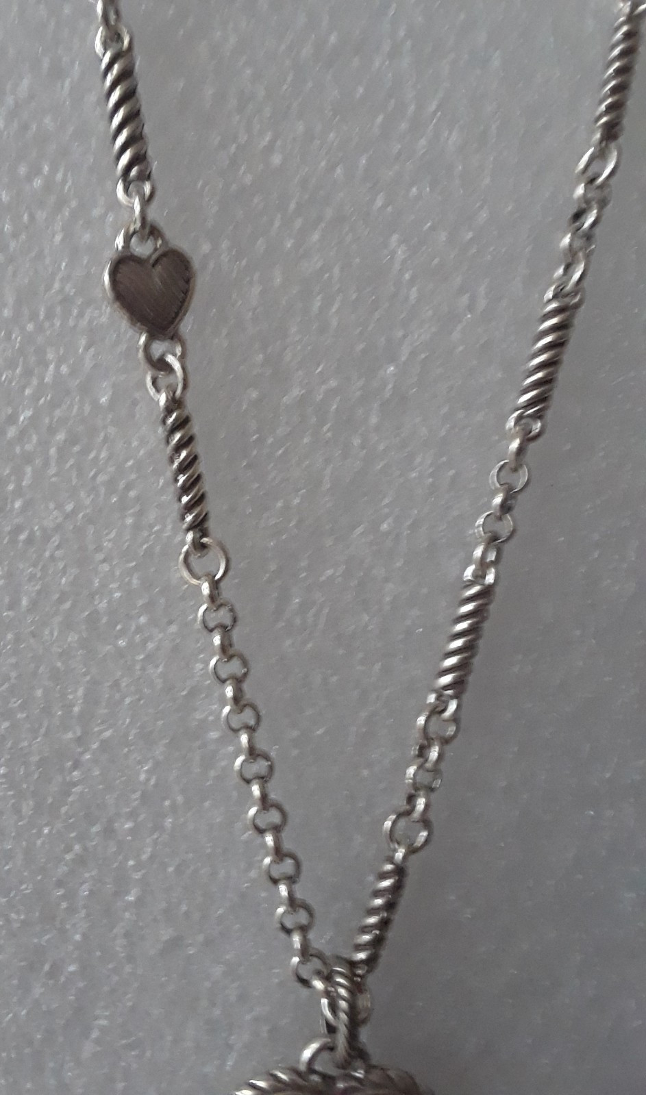 Silver Tone 2 Tone Reversible Heart Pendant Necklace Heart 18 in Chain