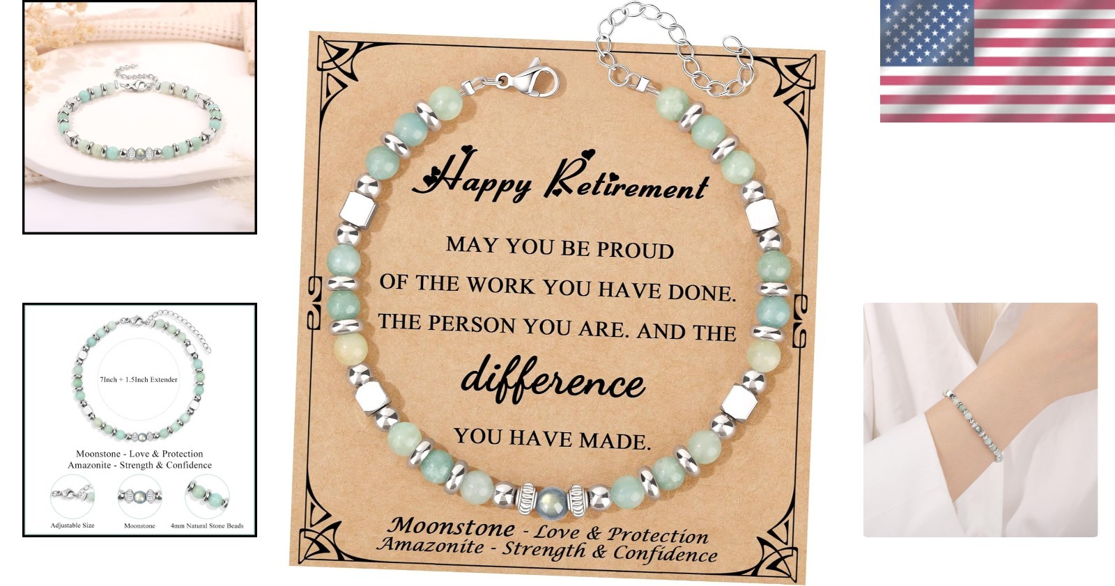 Adjustable Cuff Bracelet with Amazonite & Moonstone – Perfect for Any Occasion