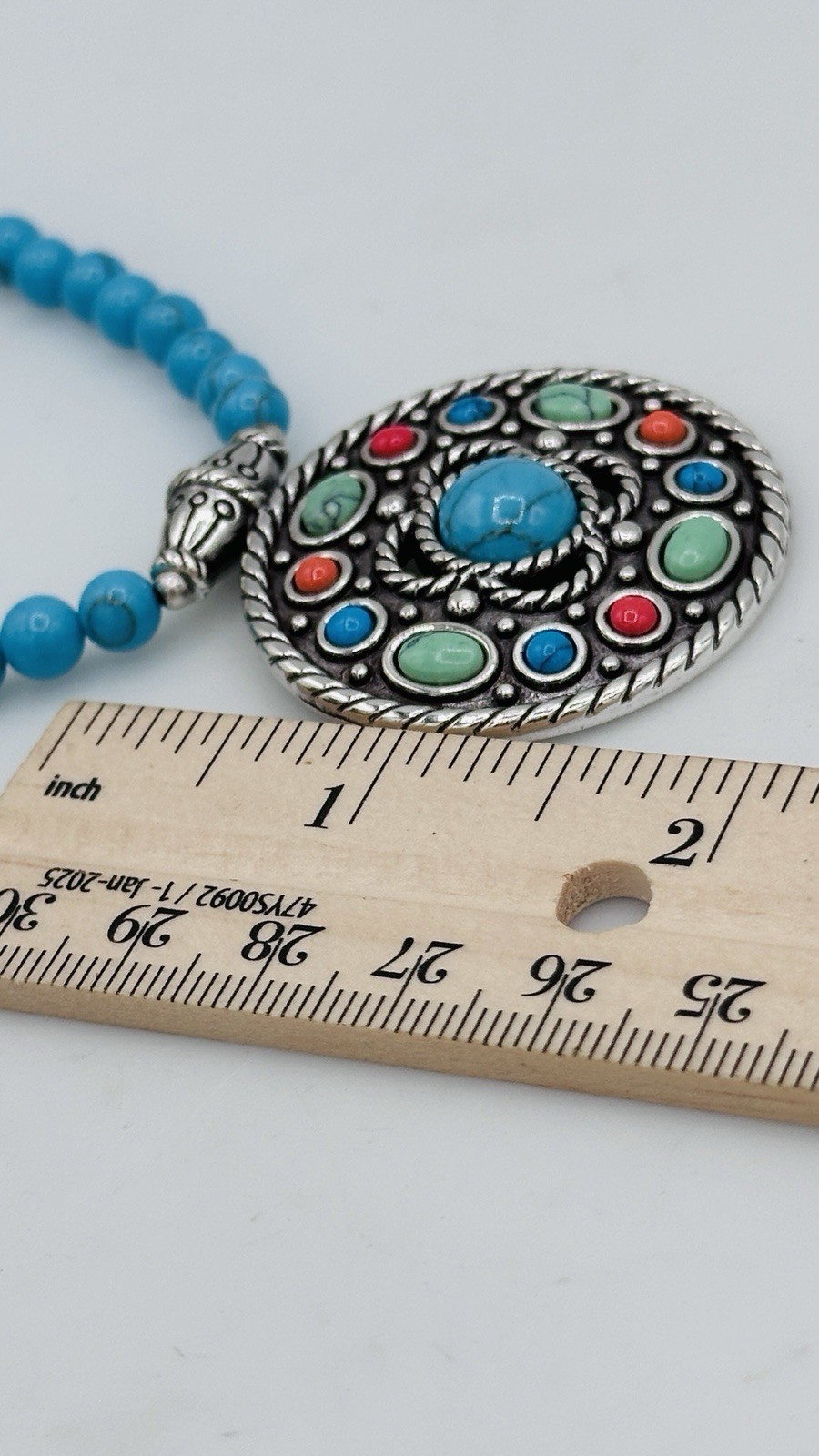 Brighton Loretto Mesa Turquoise Bead Medallion Necklace Colorful Pendant