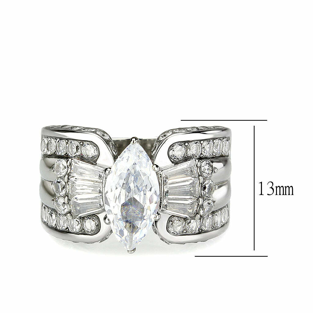 TK3777 – High polished (no plating) Stainless Steel Ring with AAA Grade CZ in