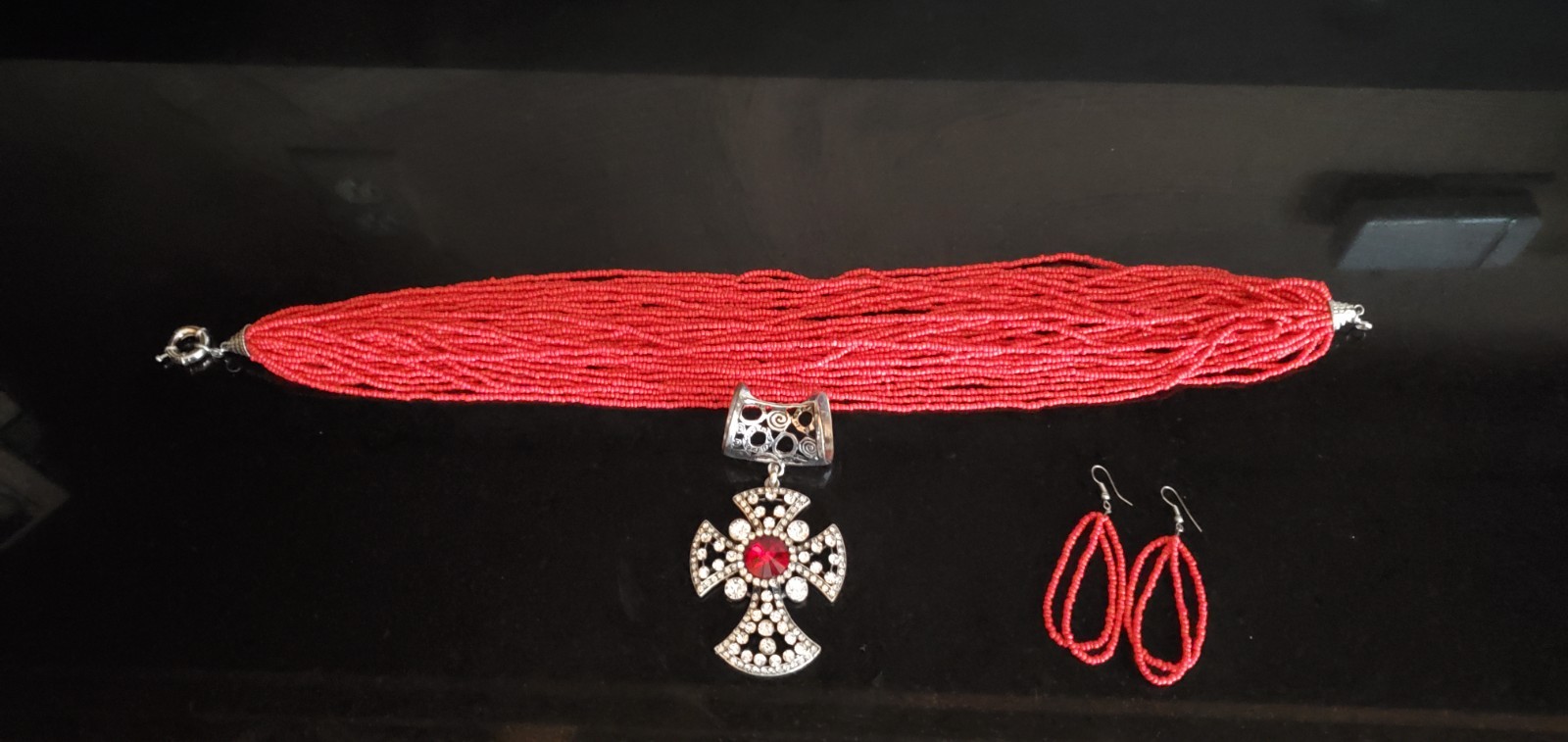 Bold Unique Jewelry Necklace Earrings Pendant Set