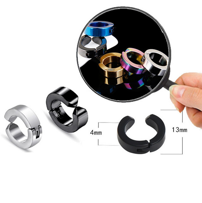 Men Women Clip On Hoop Earrings Stainless Steel Non Piecerd Cartilage Ear Cuffs