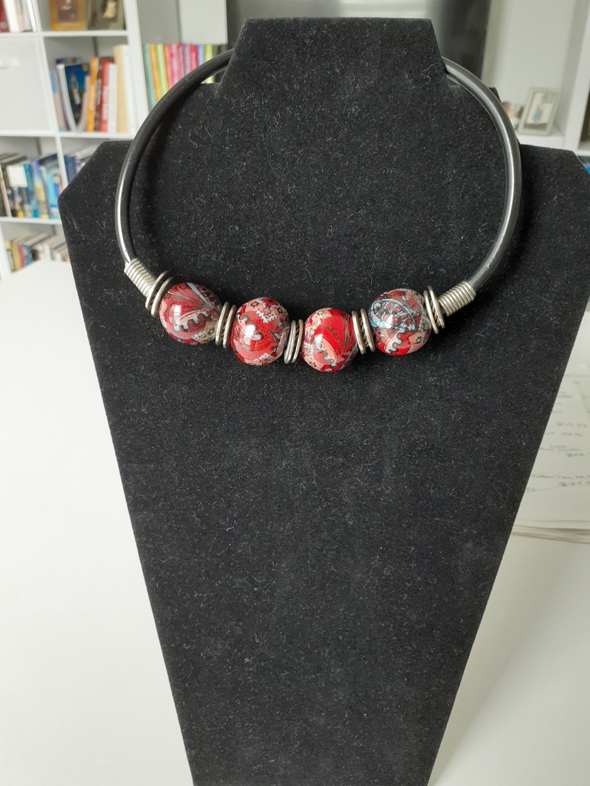 NWOT Boho Tribal Ethnic Statement Ceramic Bead Metallic Choker Necklace/Bracelet