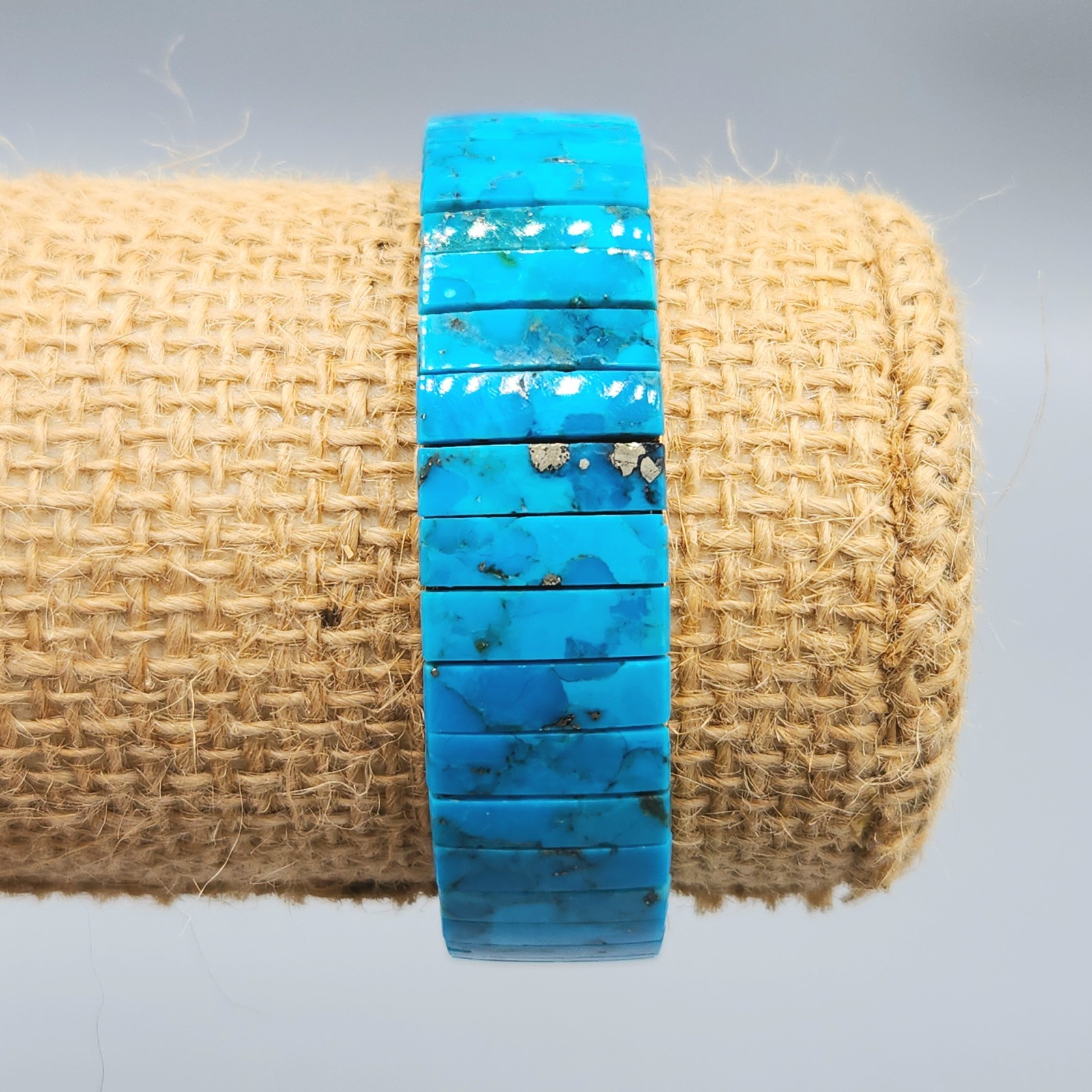 Vintage Turquoise Slab Expansion Stretch Bracelet 6.75″