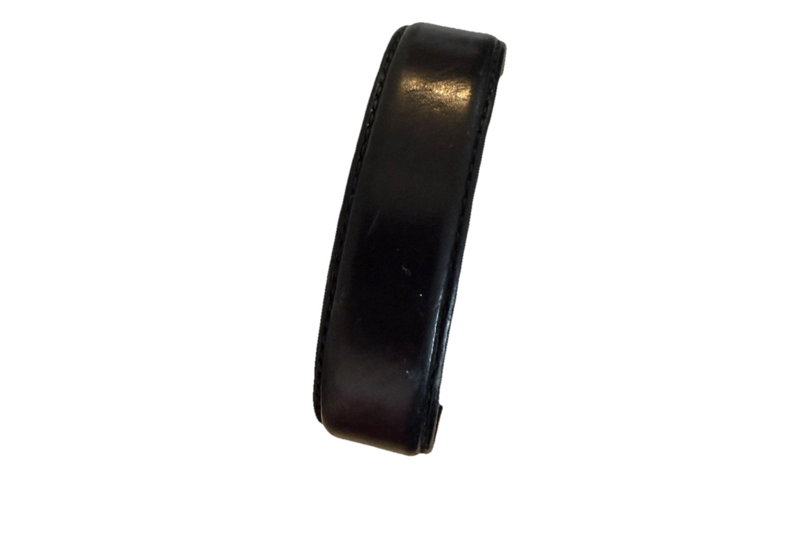 Hermes Black Leather Cuff Bracelet Made in France Signed Gold/Silver Hardware
