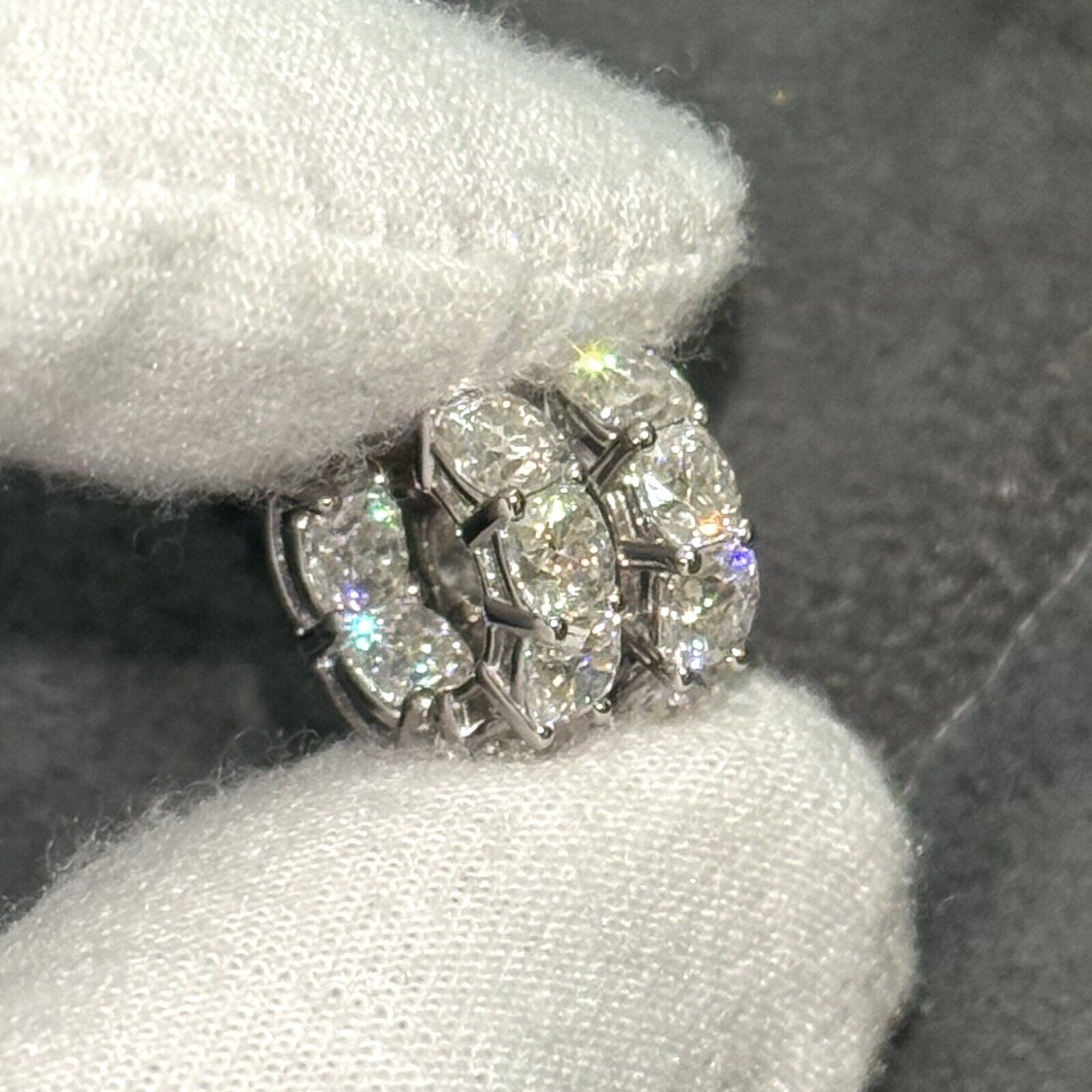 4.20 CTW Cushion Cut Moissanite Hoop Earrings Huggies – 925 Silver 14K Gold