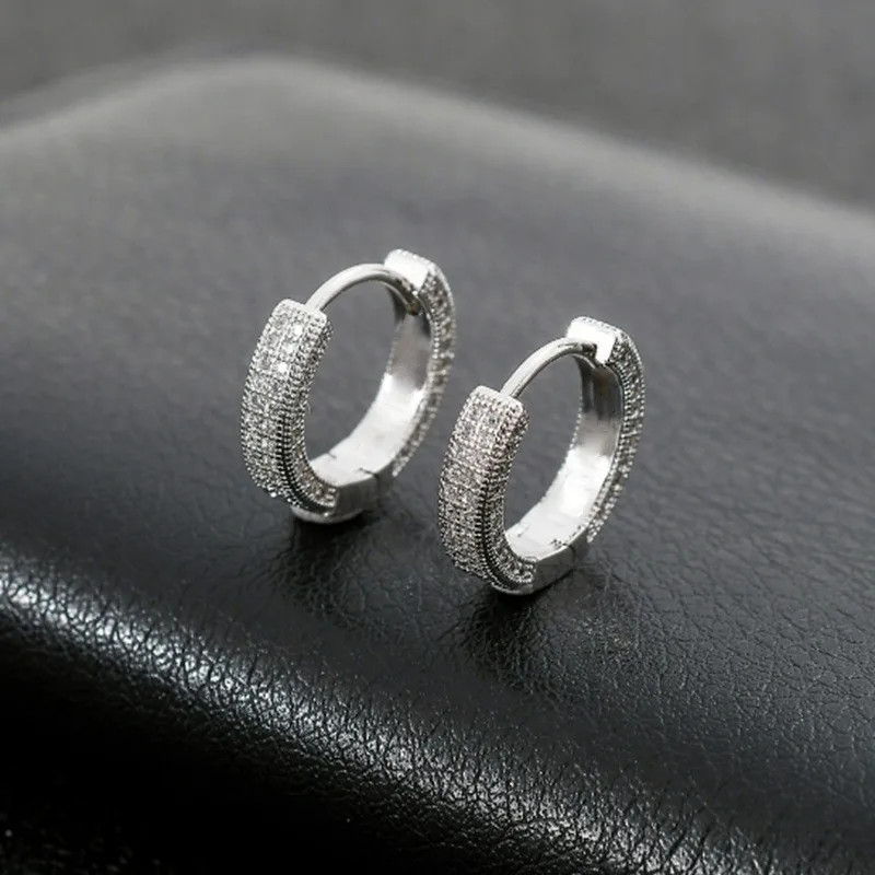 Female Male Multicolor Zircon Small Round Hoop Earrings For Men Women Minimalist