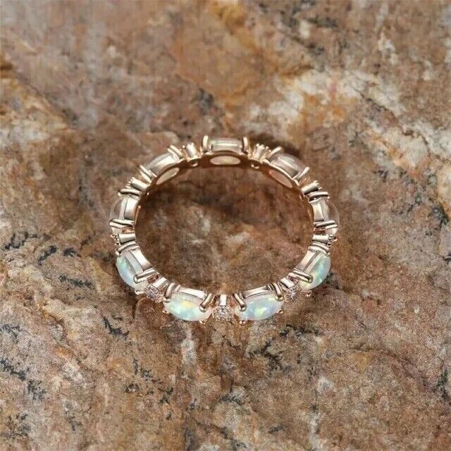2Ct Simulated Fire Opal Parties Promise FullEternity Ring 14K Yellow Gold Finish