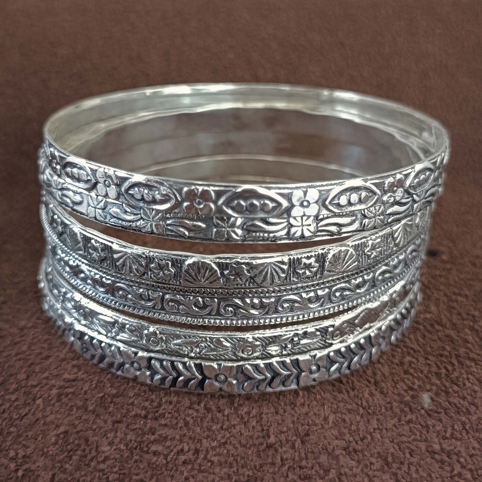 Thick West Indian Set of 6 Handmade Bangle Solid925 Sterling Silver ,AK121555