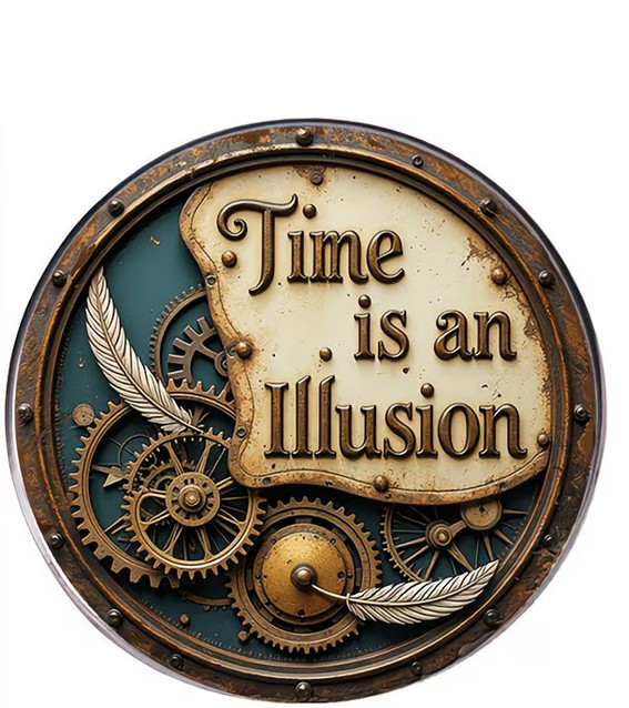 TIME ILLUSION CLOCK ART Pendant on 925 Plated Sterling Silver 20″ 22″ Necklace