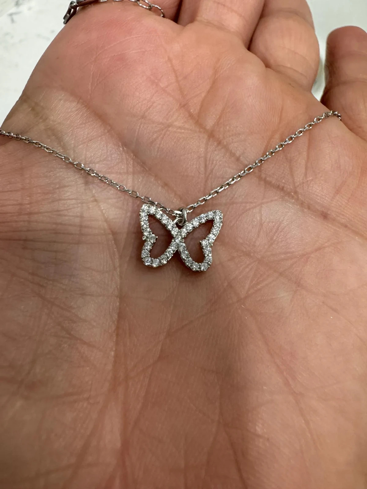 1.00 Ct Round EF VS Lab Grown Diamond Butterfly Shape Necklace in 14K White Gold