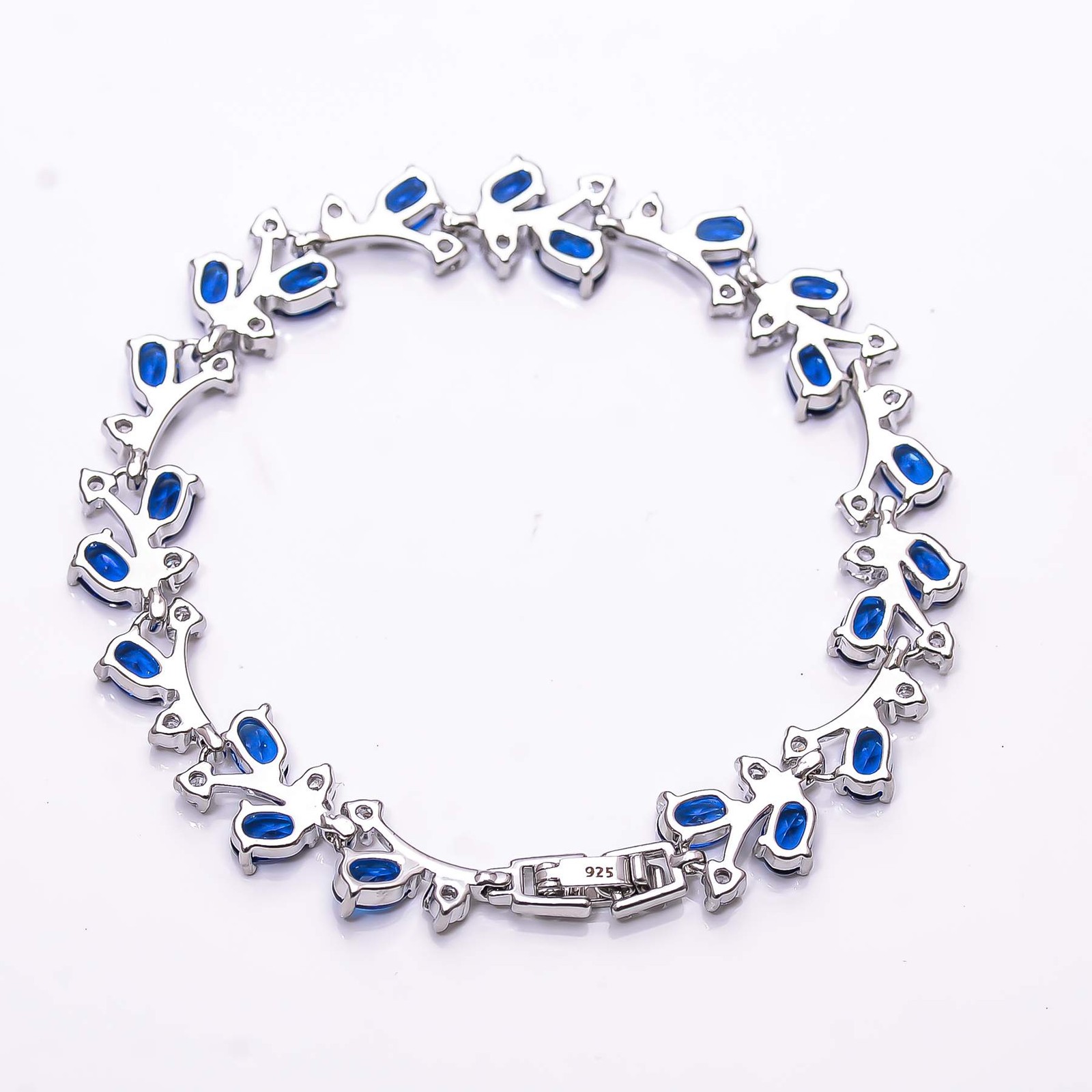 Blue Sapphire & CZ – Simulated 925 Sterling Silver Tennis Bracelet 7.99″ B70039