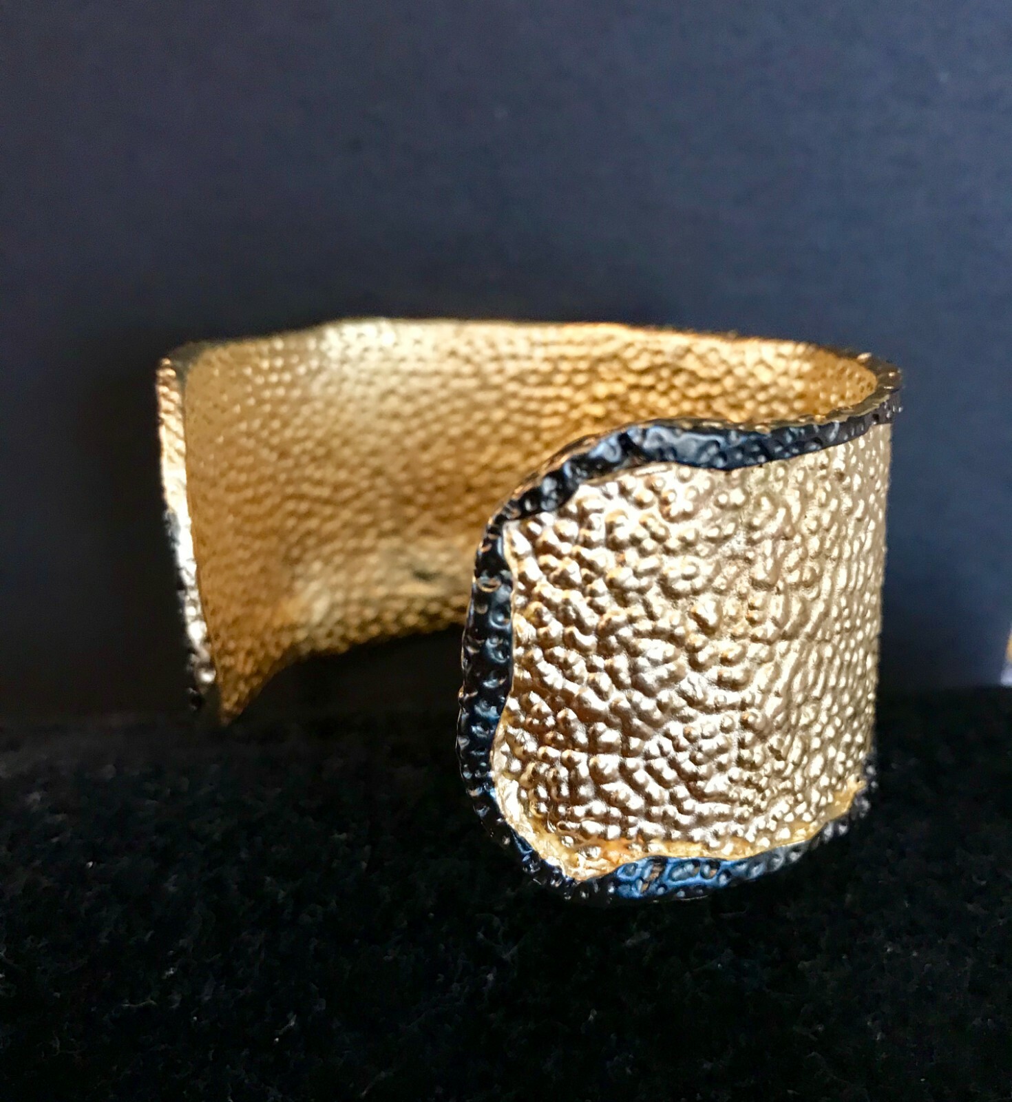 14KGold Plated Hammered Cuff Bracelet