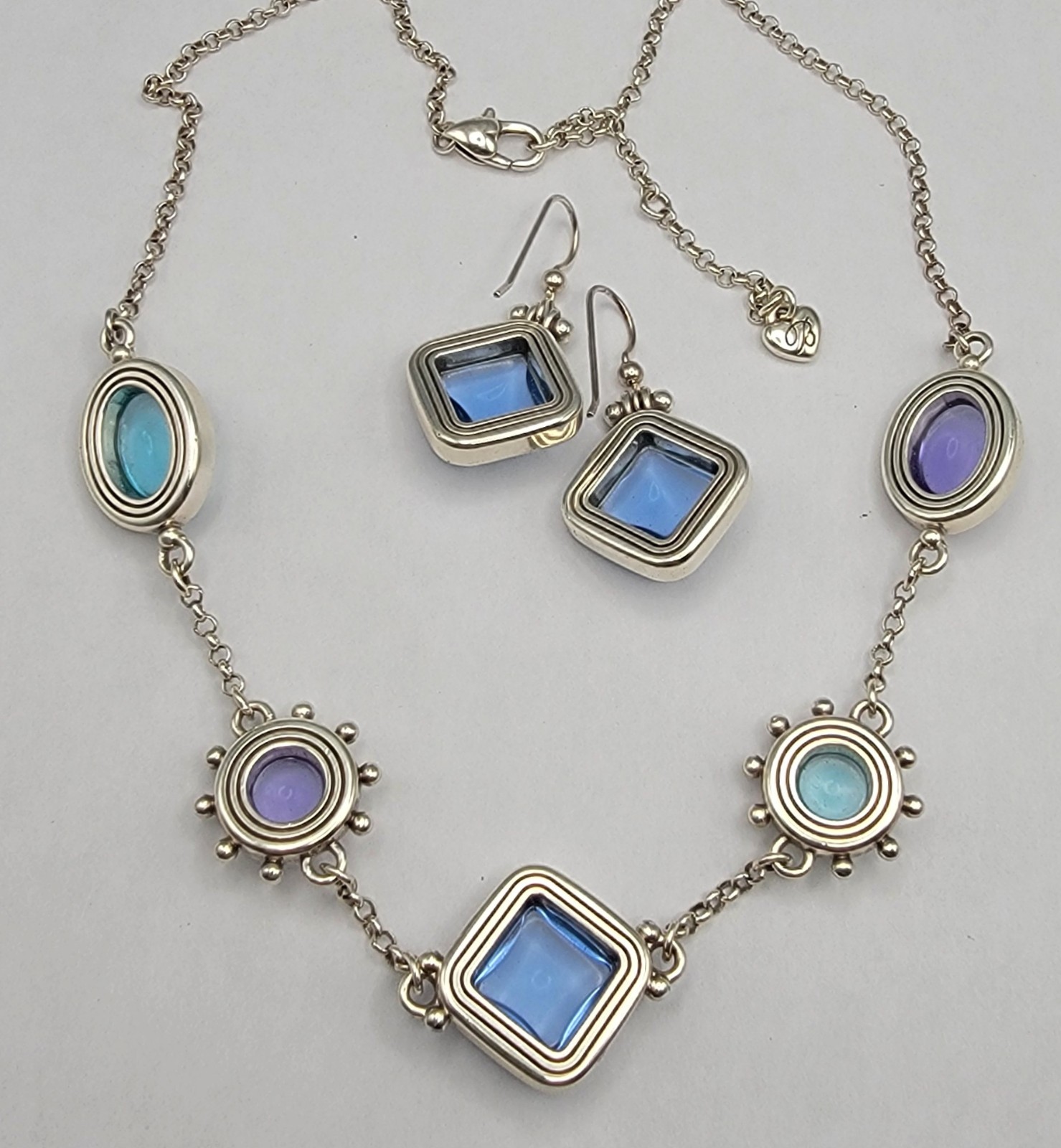 Brighton Jules Short Necklace Hinged Earrings Set Roman Artifacts Design