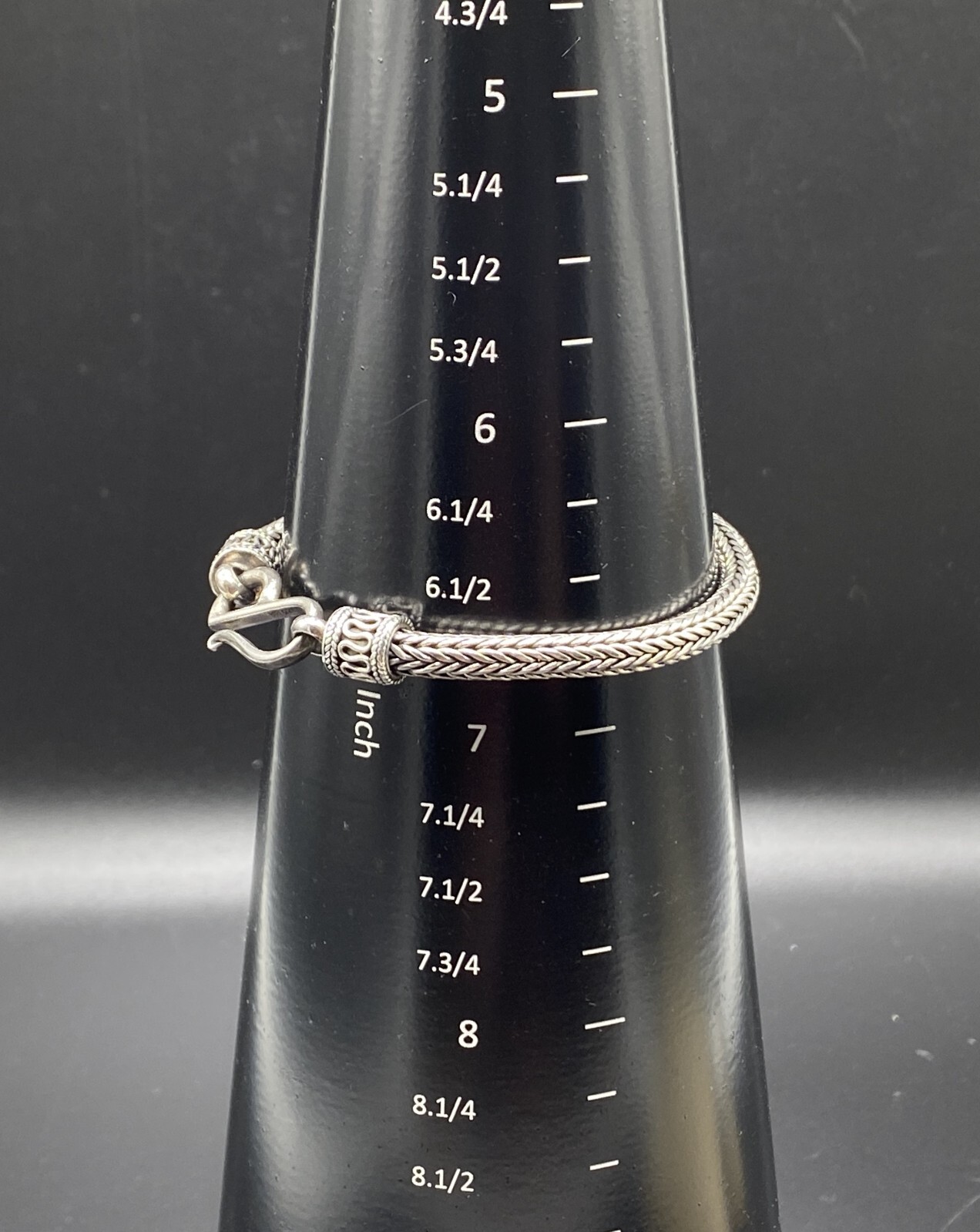 BA-Sterling Silver Bali Style Foxtail Spiga Wheat Hook Bracelet