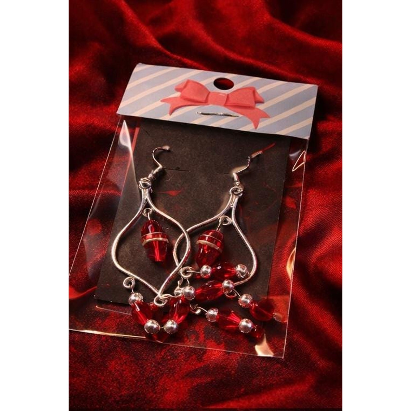 Handmade Beaded Earrings – 3-Pair Dangle Set | Red, Seafoam Green & Blue