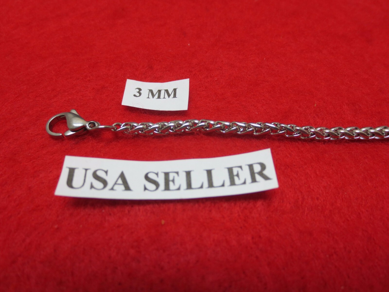 3/4/7 MM Mens 16-60″ STAINLESS STEEL SILVER BRAIDED WHEAT ROPE CHAIN NECKLACE