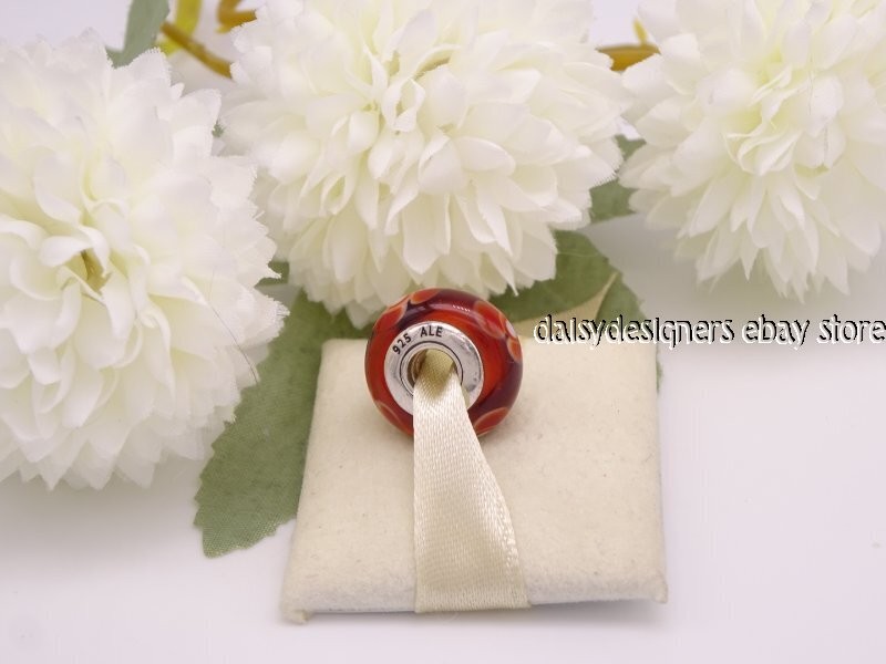 Authentic Pandora Cinnamon Flowers Glass Charm 790646 Retired