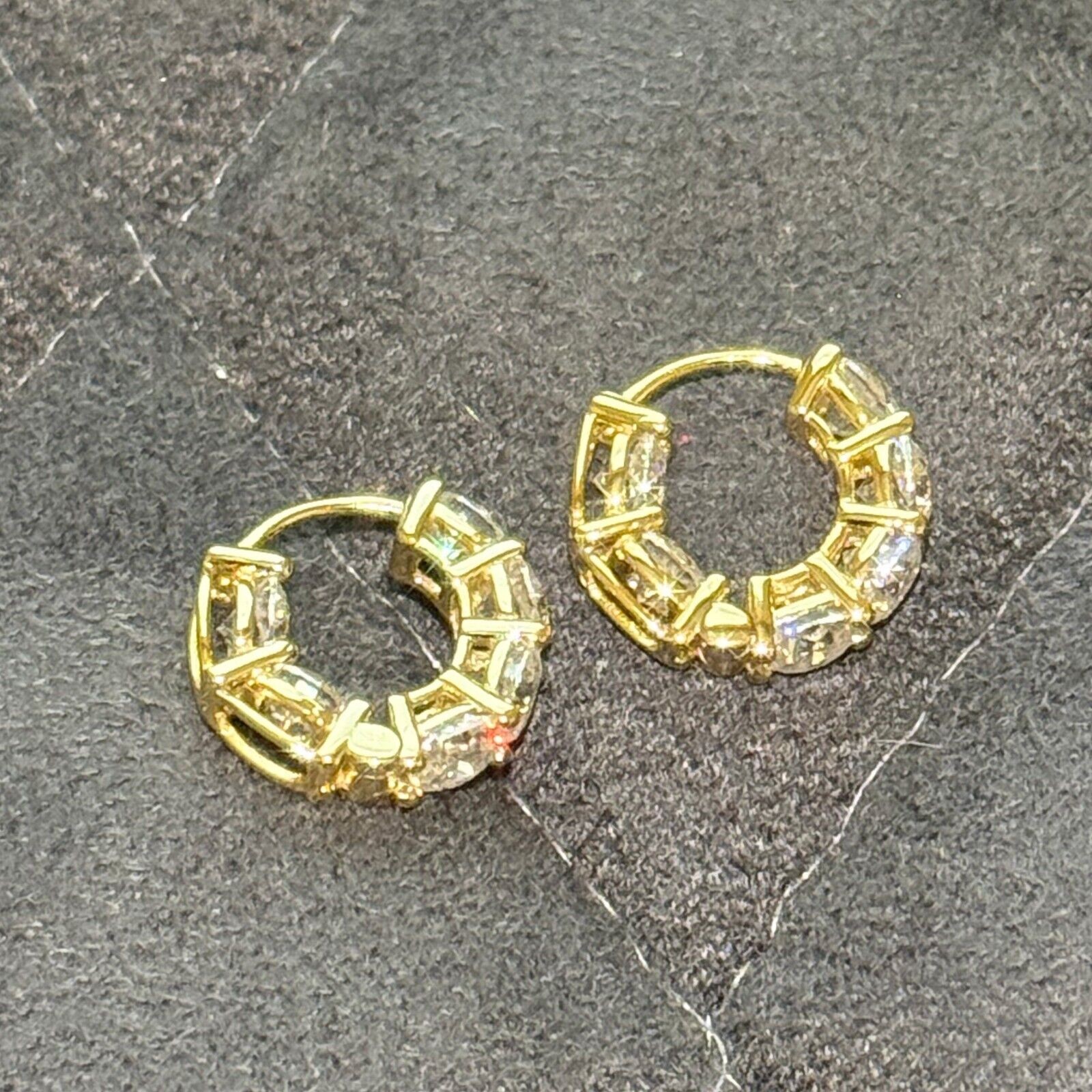 4.20 CTW Cushion Cut Moissanite Hoop Earrings Huggies – 925 Silver 14K Gold