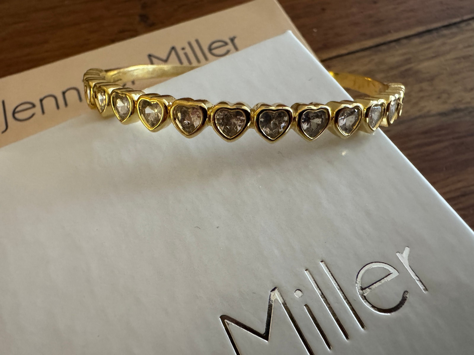 Jennifer Miller Yellow Gold Heart Bangle Bracelet