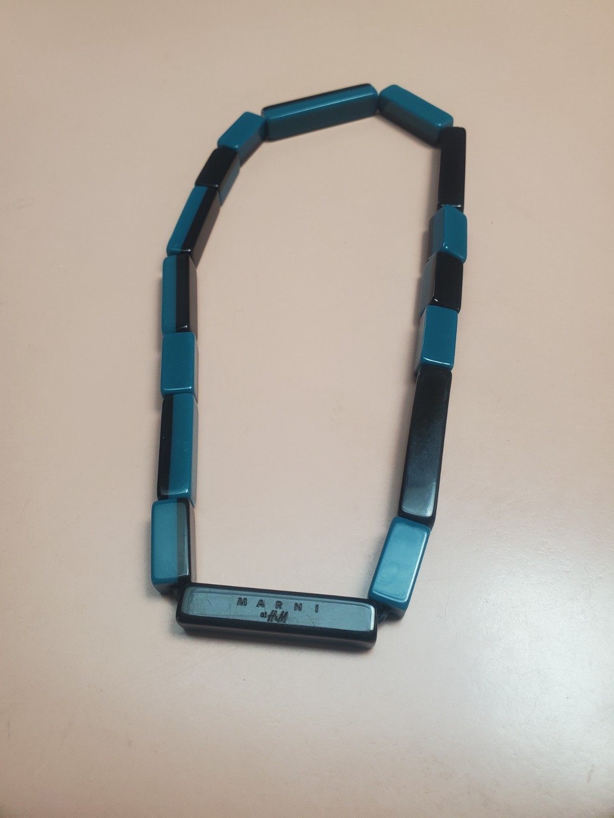 MARNI for H&M Chunky Resin Bead Necklace Black, Teal Blue Statement 2012