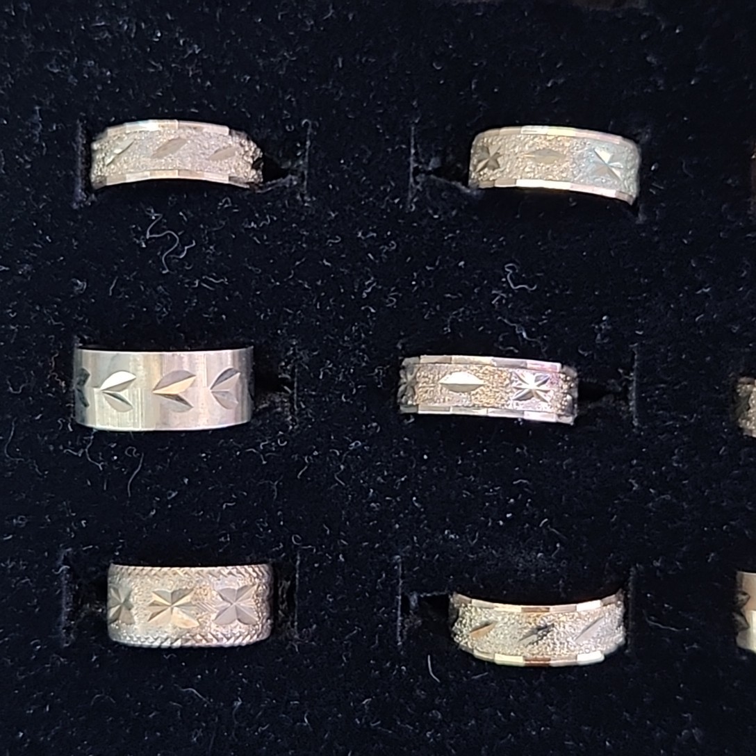 Band Ring Lot of 29 18K Heavy Gold Electroplate Various Sizes 4 to 8 HAVE WEAR