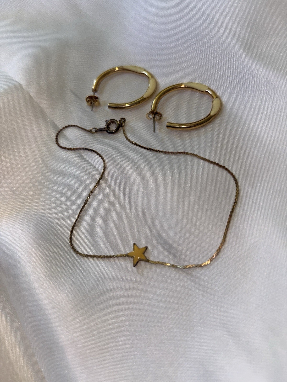 Celestial welded yellow star gld pltd vintage bracelet & earrings