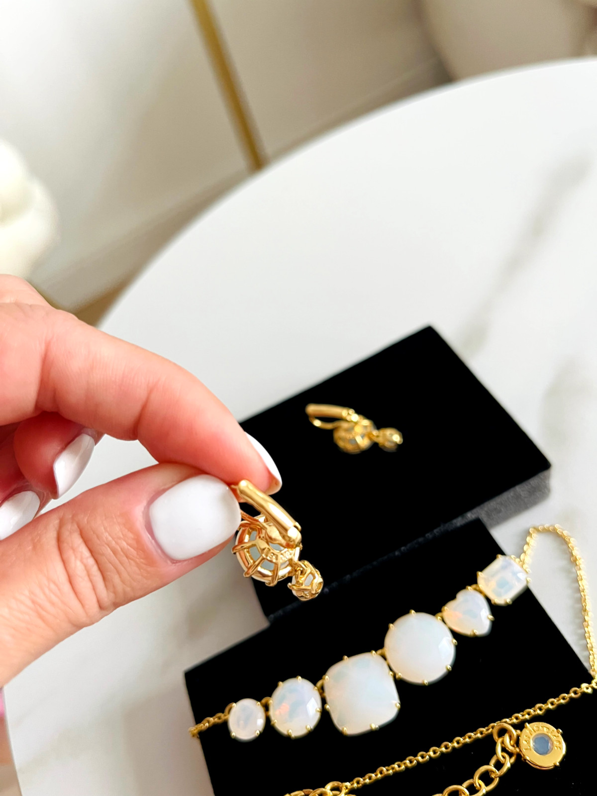 Les Nereides Paris La Diamantine Necklace & Earrings Set Gold Plated New Boxed