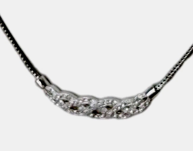 Roman Rhinestone Pendant Necklace/ Silver Tone/ Very Good Used Condition