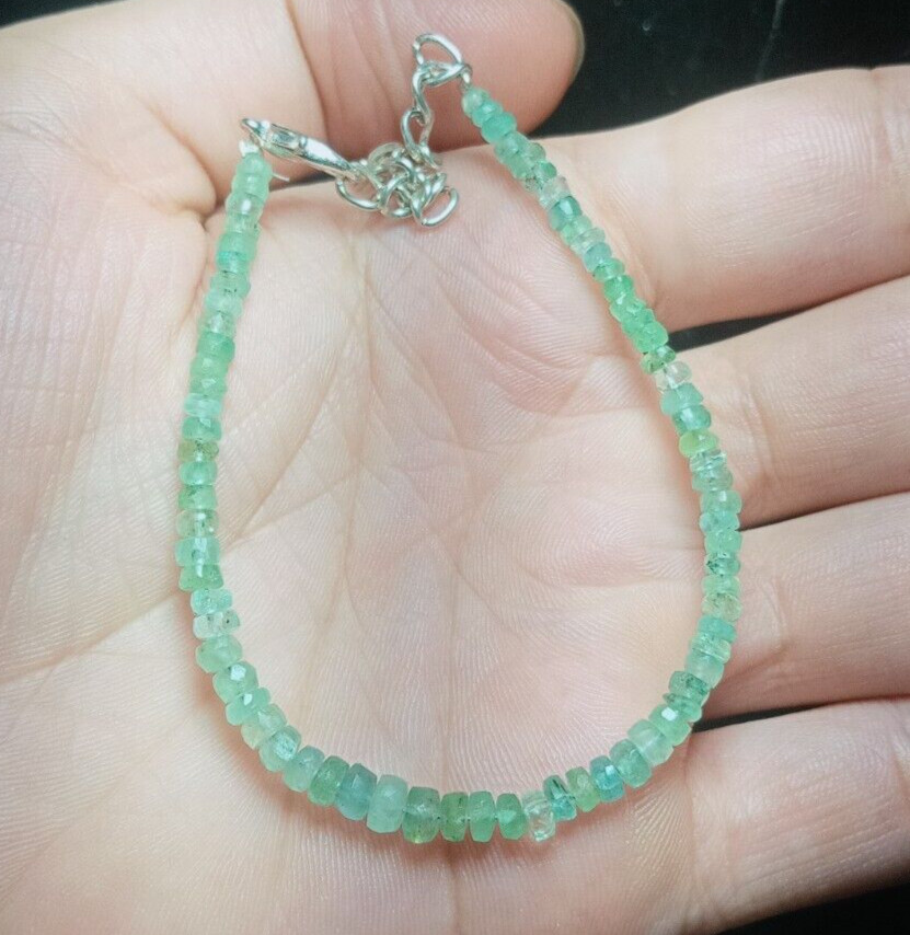 Emerald Bracelet, Emerald Beads Jewelry Bracelet, Faceted Beads Bracelet