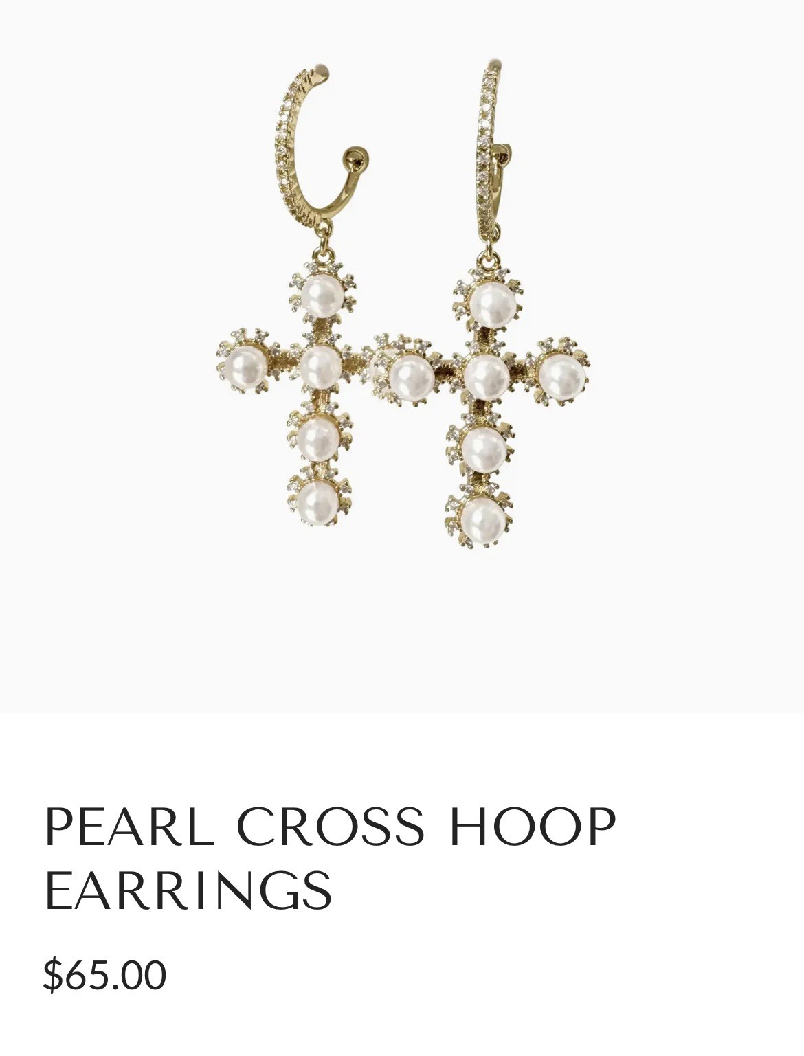 1” Dangle Faux Pearl/gold Cross Earrings Clamp Closing. Precious. Branded